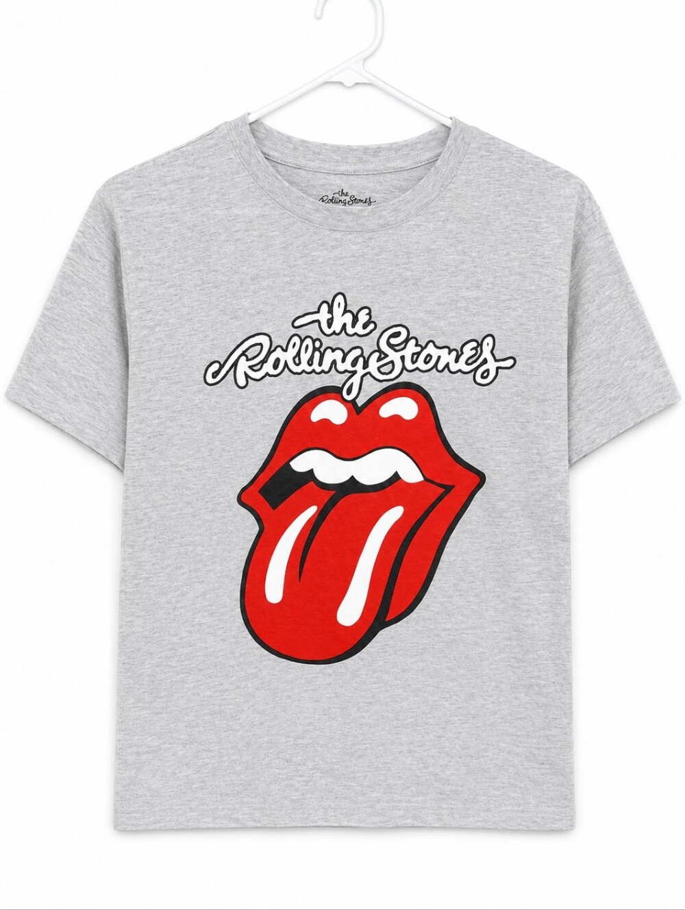 the Rolling Stones Gray Tee with Red Tongue Graphic